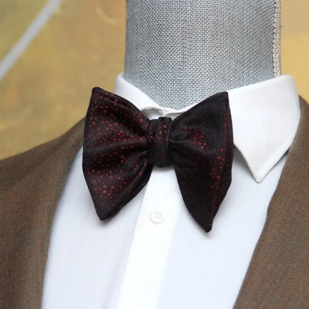 Men's Self-tied Bow‎ Tie Black Silk Bow tie Big Butterfly Bow tie S668